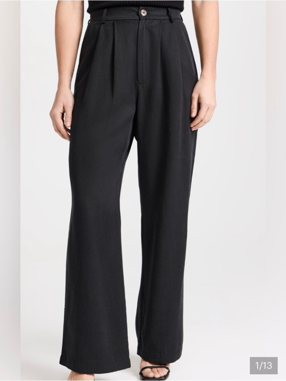 Reformation Mason Pant — Wide Leg High-Rise Black/Charcoal